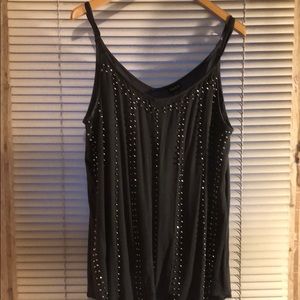 Dark Gray dress tank top with silver beading